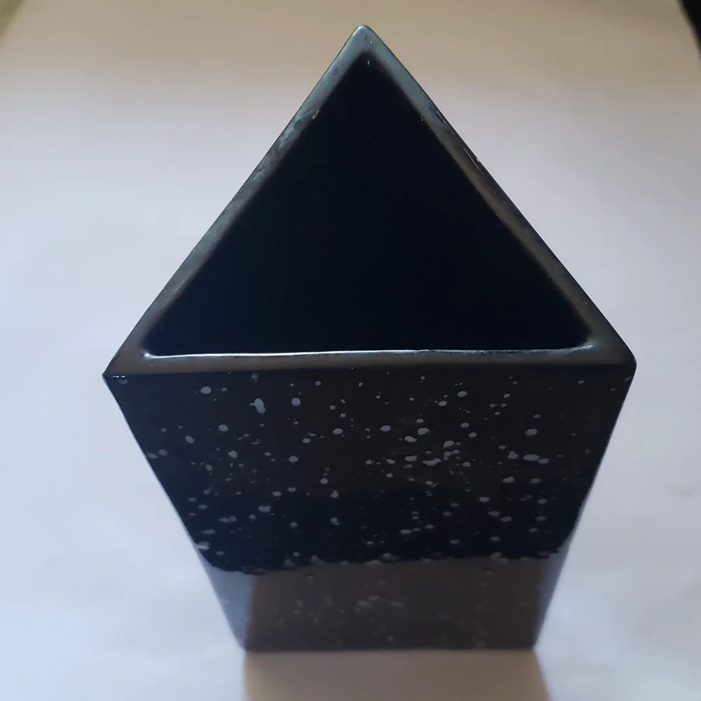 Pier 1 Imports Trianglular Black w White Speckles Vase